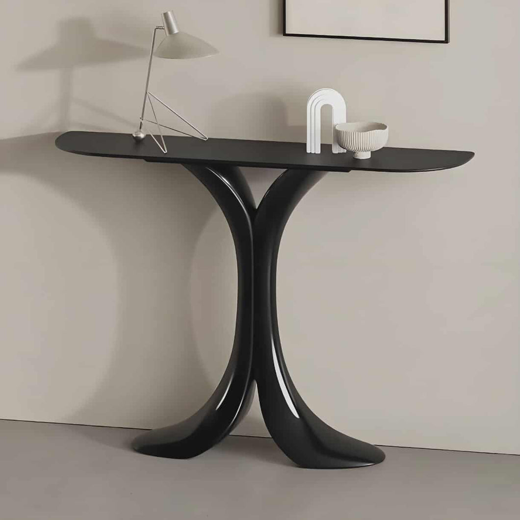 Modern Luxury Black Console Table with Sculptural Base Design
