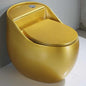Gold One-Piece Porcelain Egg Toilet with Dual-Flush System