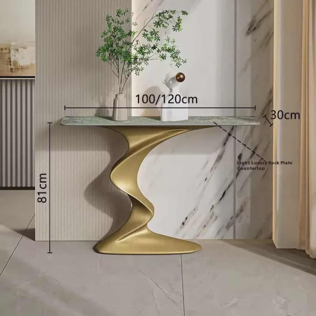 Luxury Wave Design Console Table with Marble Plate Top