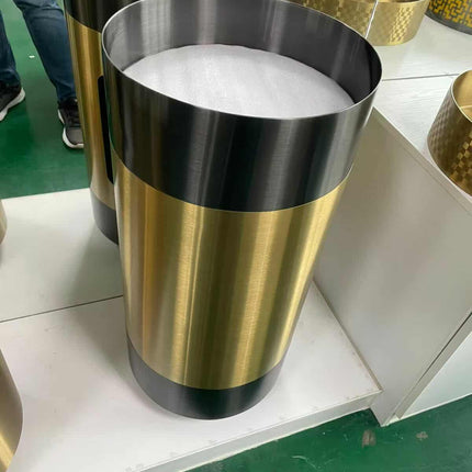 Modern Round Pedestal Bathroom Sink – Gold Stainless Steel Freestanding Basin