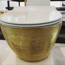 Load image into Gallery viewer, Hanging Wall Mounted Toilet Bowl Gold Electroplated with system
