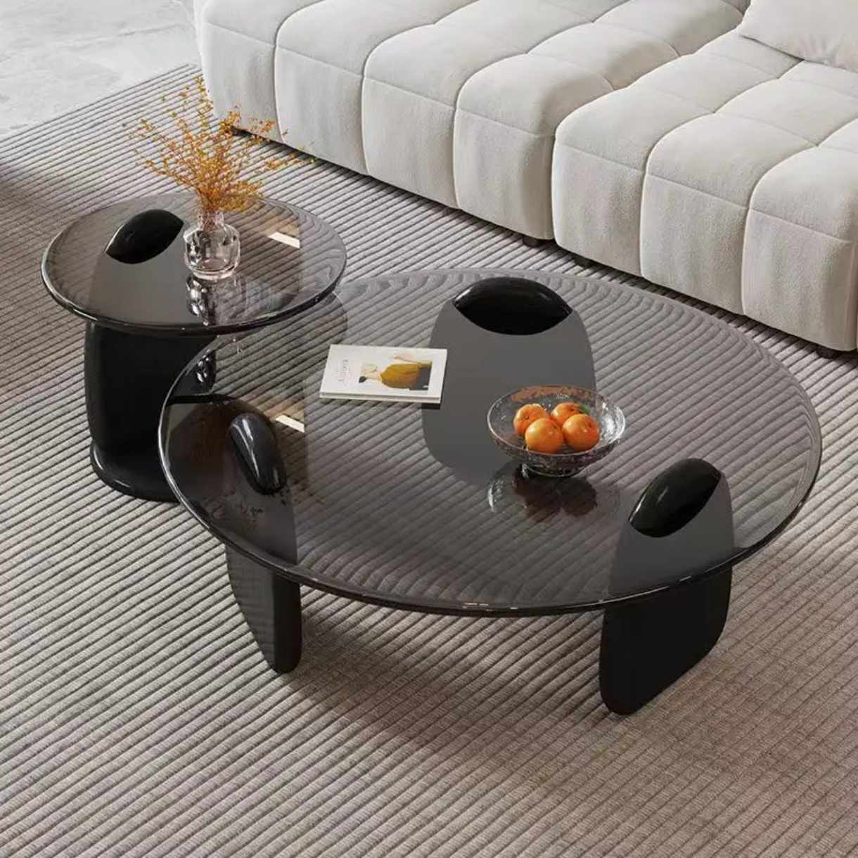 Modern Aesthetic Glass Coffee Table with 304 Stainless Steel Frame