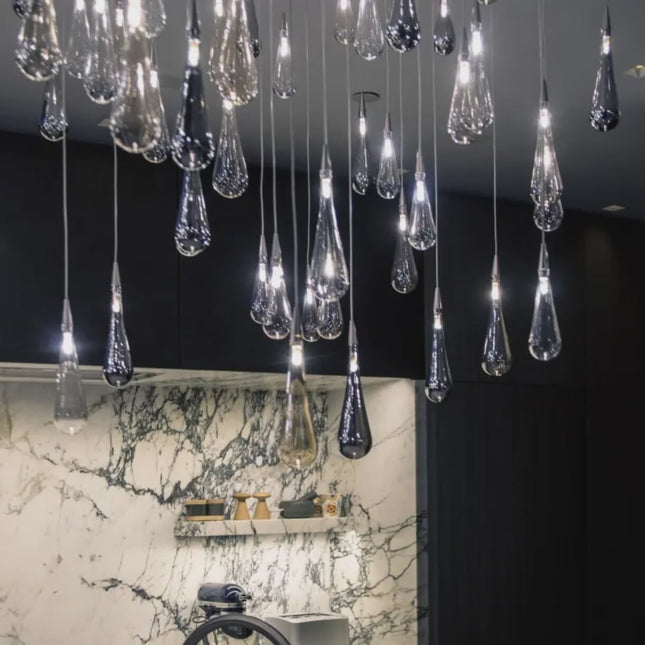 Modern Luxury Water Drop Glass LED Chandelier