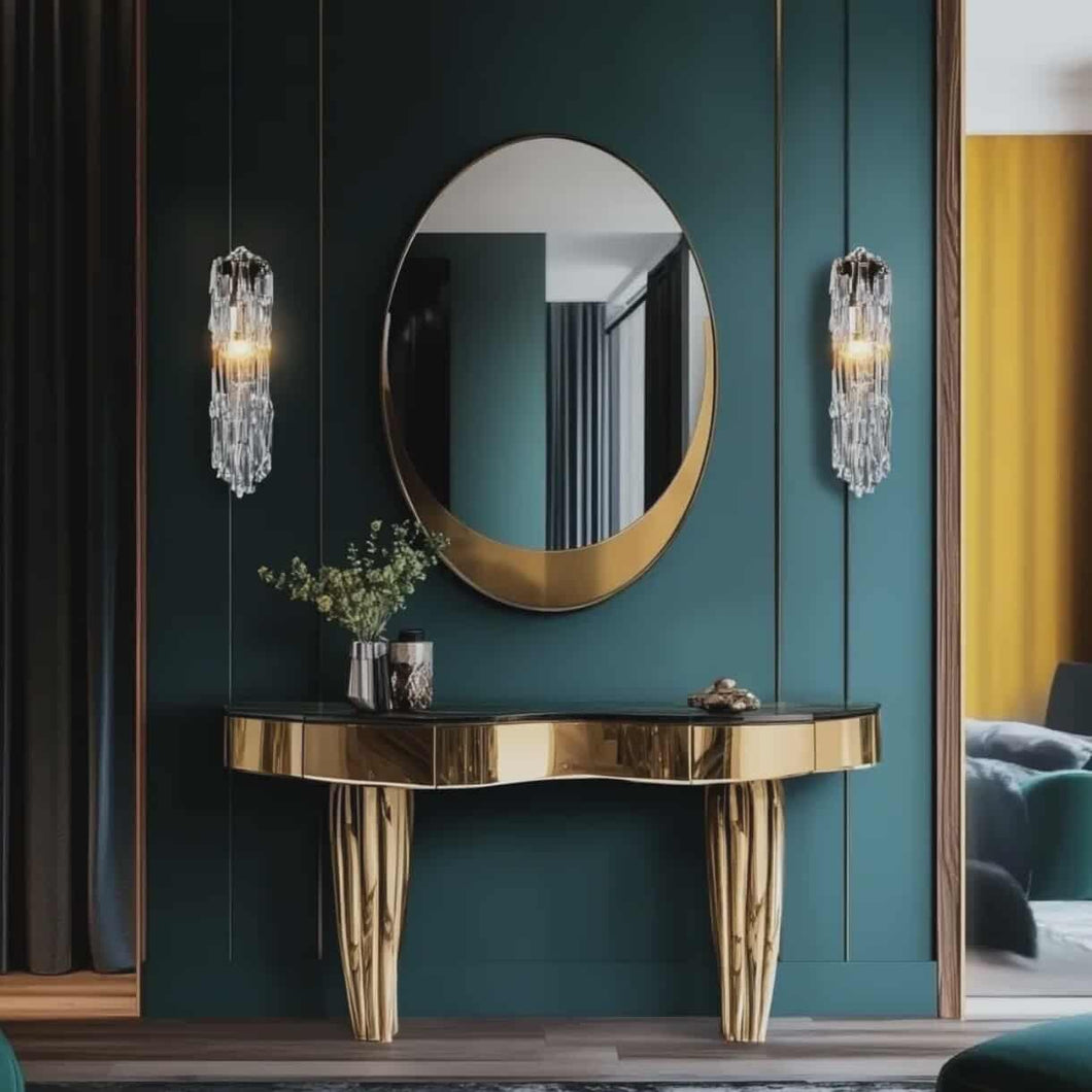 Modern Curved Gold Console Table