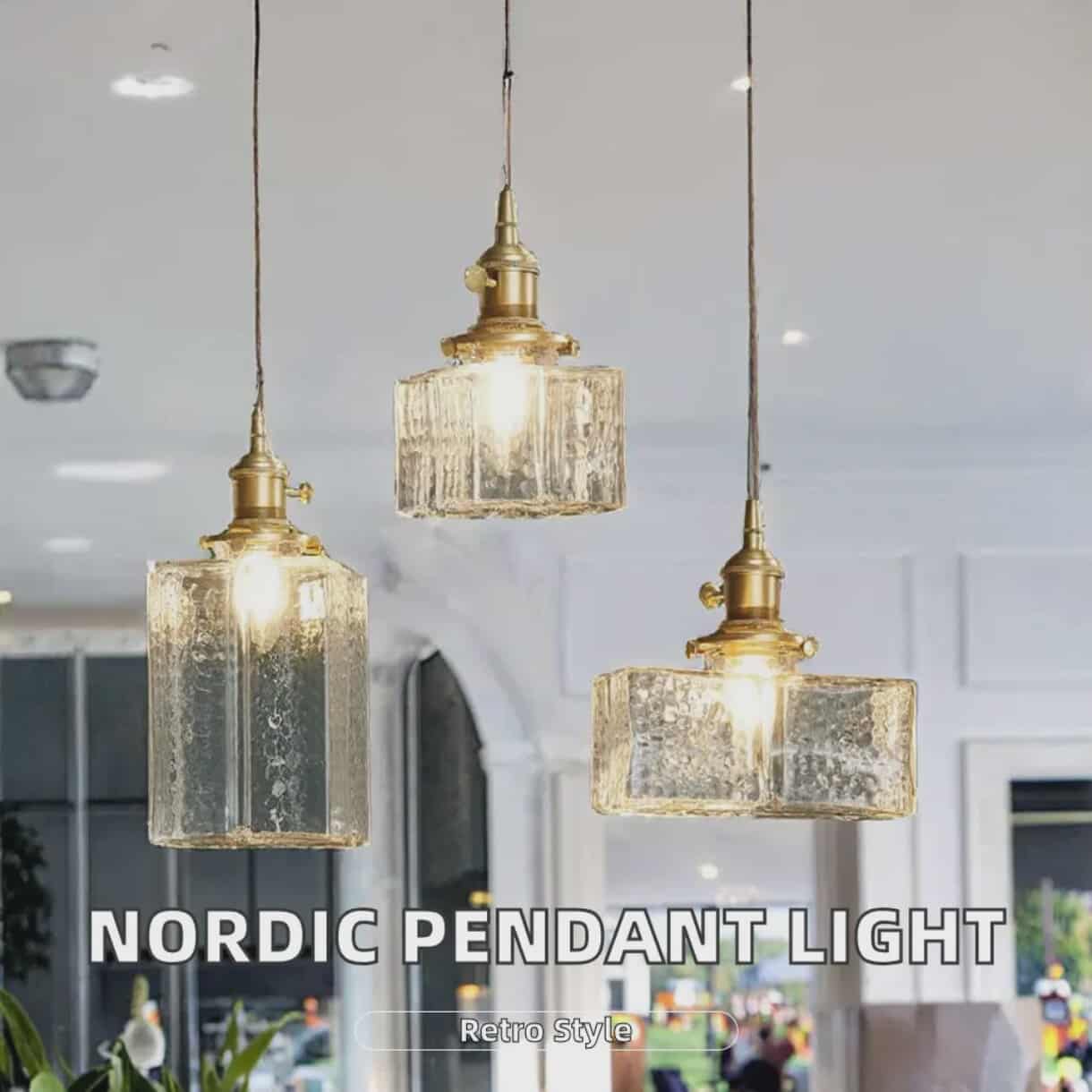 Nordic Retro Clear Glass Pendant Light