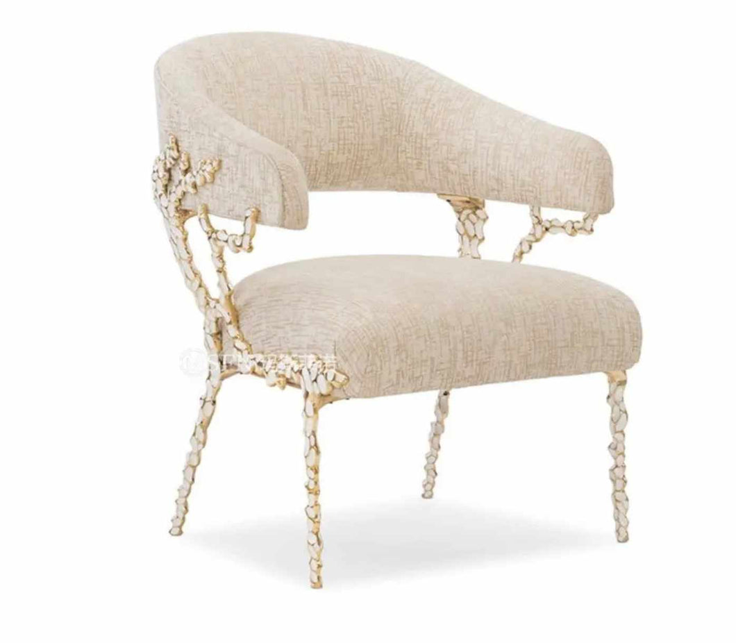 Nordic Luxury Design Creative Brass Coral Accent Leisure Chair