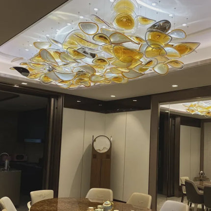 Modern Luxury Handmade Glass Leaf Ceiling Chandelier – Artistic Gold Light Fixture