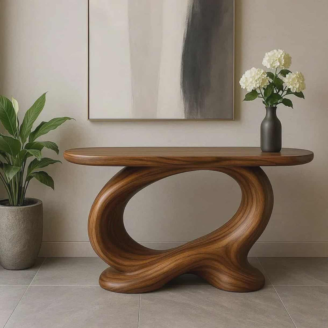 Natural Solid Wood Vintage Console Table