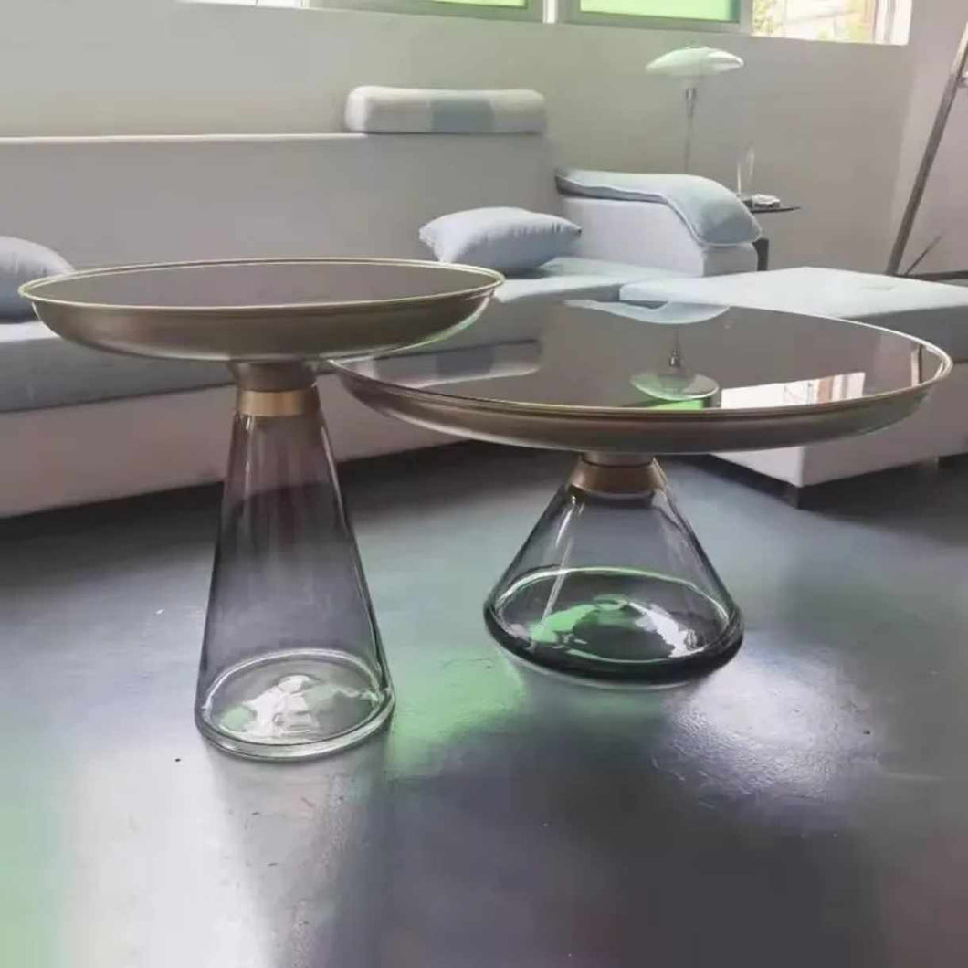 Nordic Art Coffee Table Combination Round Light Luxury Tempered Glass Side Table