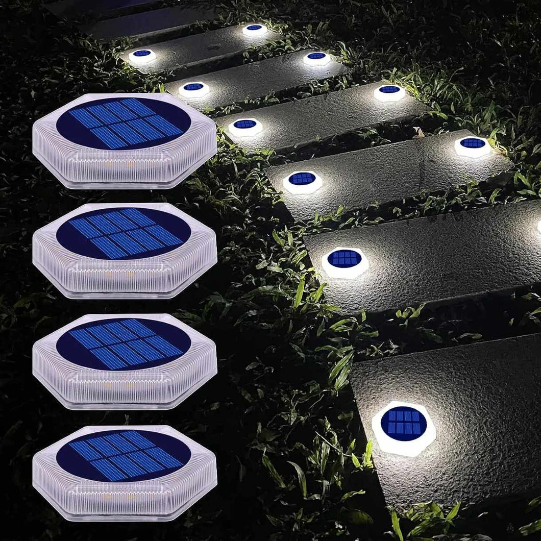 Solar Powered Outdoor Deck Lights IP68 Waterproof Round PC Shell LED