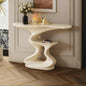 Modern Art-Inspired Fiberglass Cream Console Table with Wavy Sculptural Design and Gloss Finish