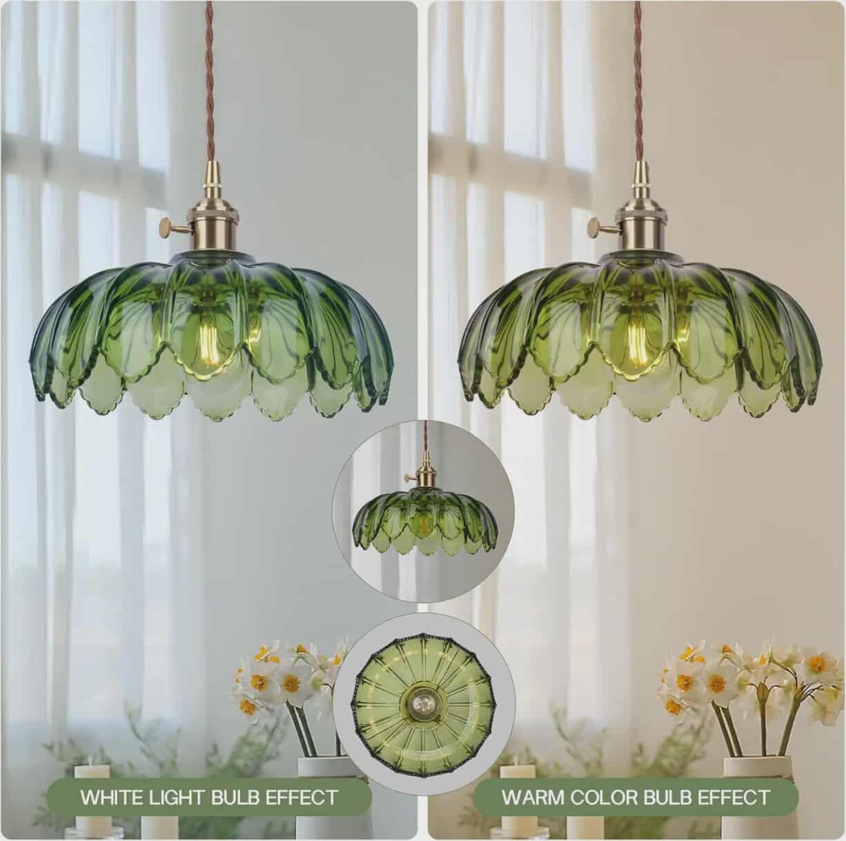 Green Lotus Leaf Pendant Light Modern Style Edition