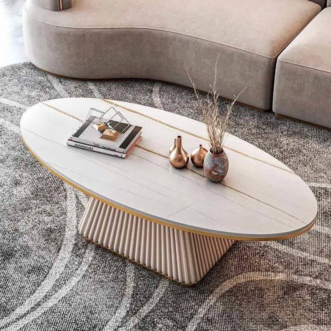 Oval Rock Plate Coffee Table High-End Modern Style Edition