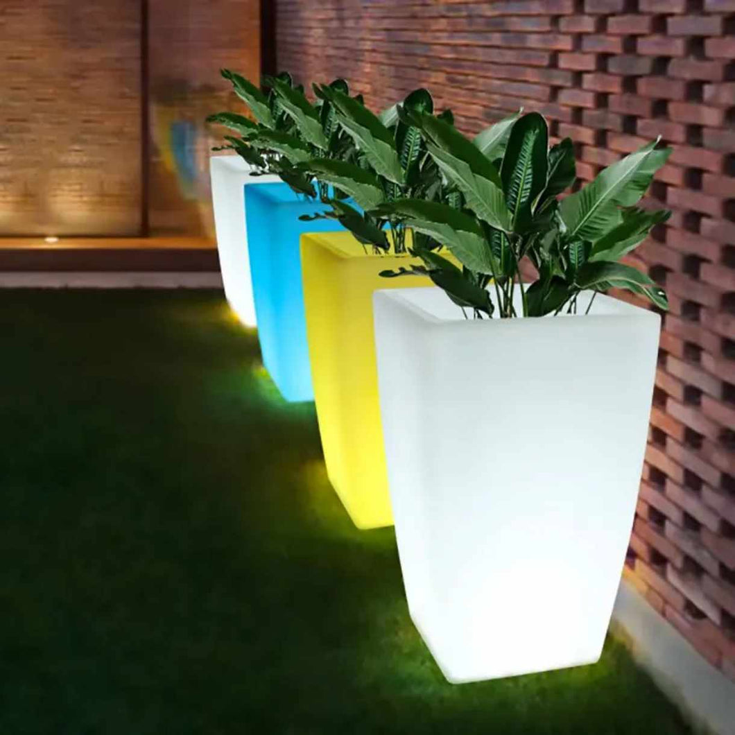 Exhibition Luminous Colorful Solar Garden Plant Pots Sculpture