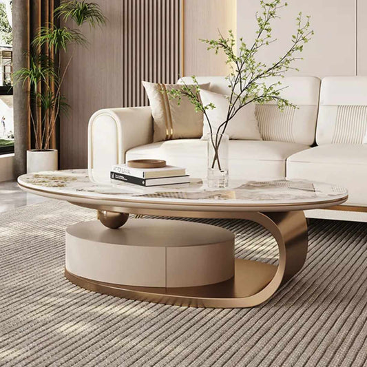 Luxury Modern Marble Center Table with 304 Stainless Steel Base