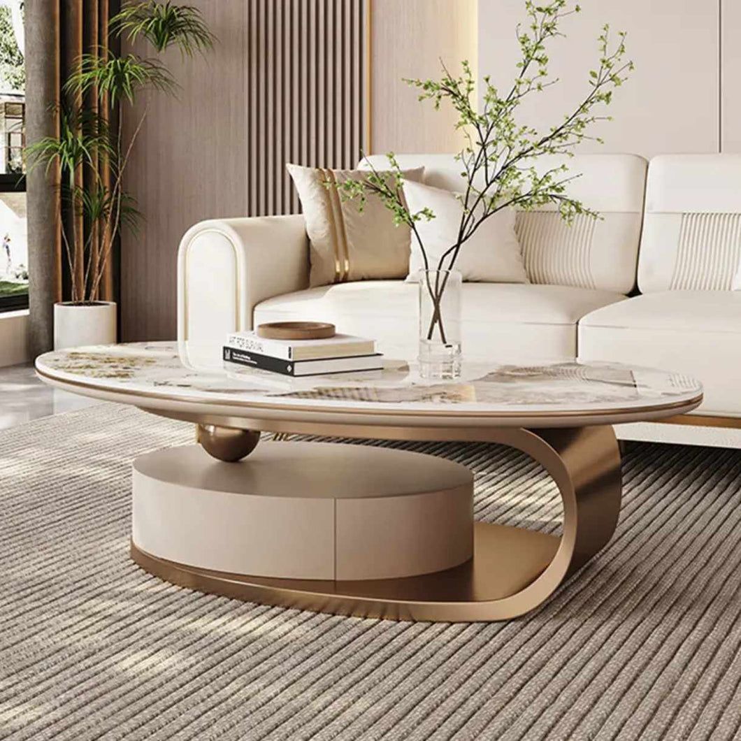 Luxury Modern Marble Center Table with 304 Stainless Steel Base
