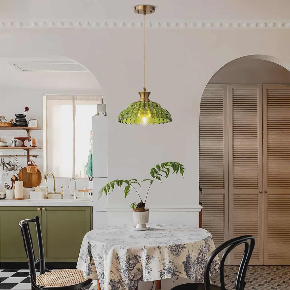 Green Lotus Leaf Pendant Light Modern Style Edition