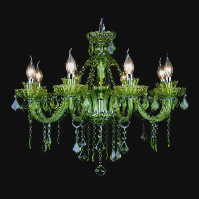 Luxury Green Crystal Candle Chandelier