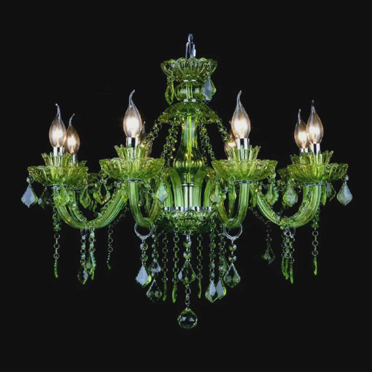 Luxury Green Crystal Candle Chandelier