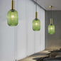 Modern Ribbed Green Glass Pendant Light