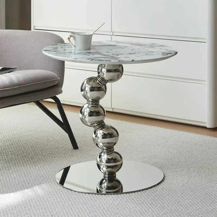 Italienischer Luxus-Ecktisch aus minimalistischem Mikrokristallinstein, modernes Edelstahl-Design 