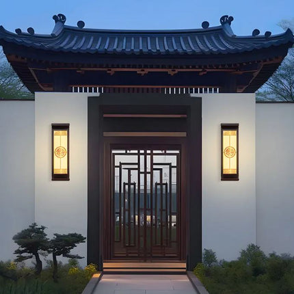 Applique murale de jardin moderne d'extérieur à LED solaire, style chinois, étanche, blanc chaud, forme carrée, en aluminium, pour couloir moderne 