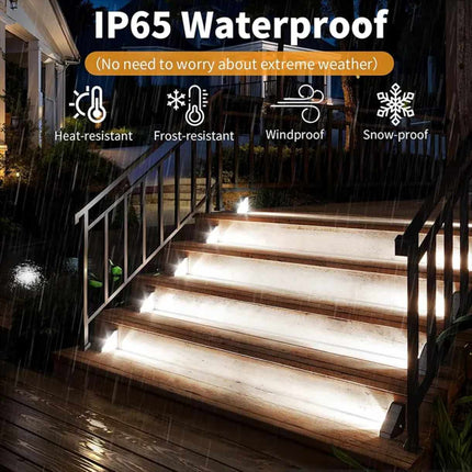 Solarbetriebene LED-Stufenleuchte, IP68 wasserdicht, für den Außenbereich, Treppen- und Wegbeleuchtung