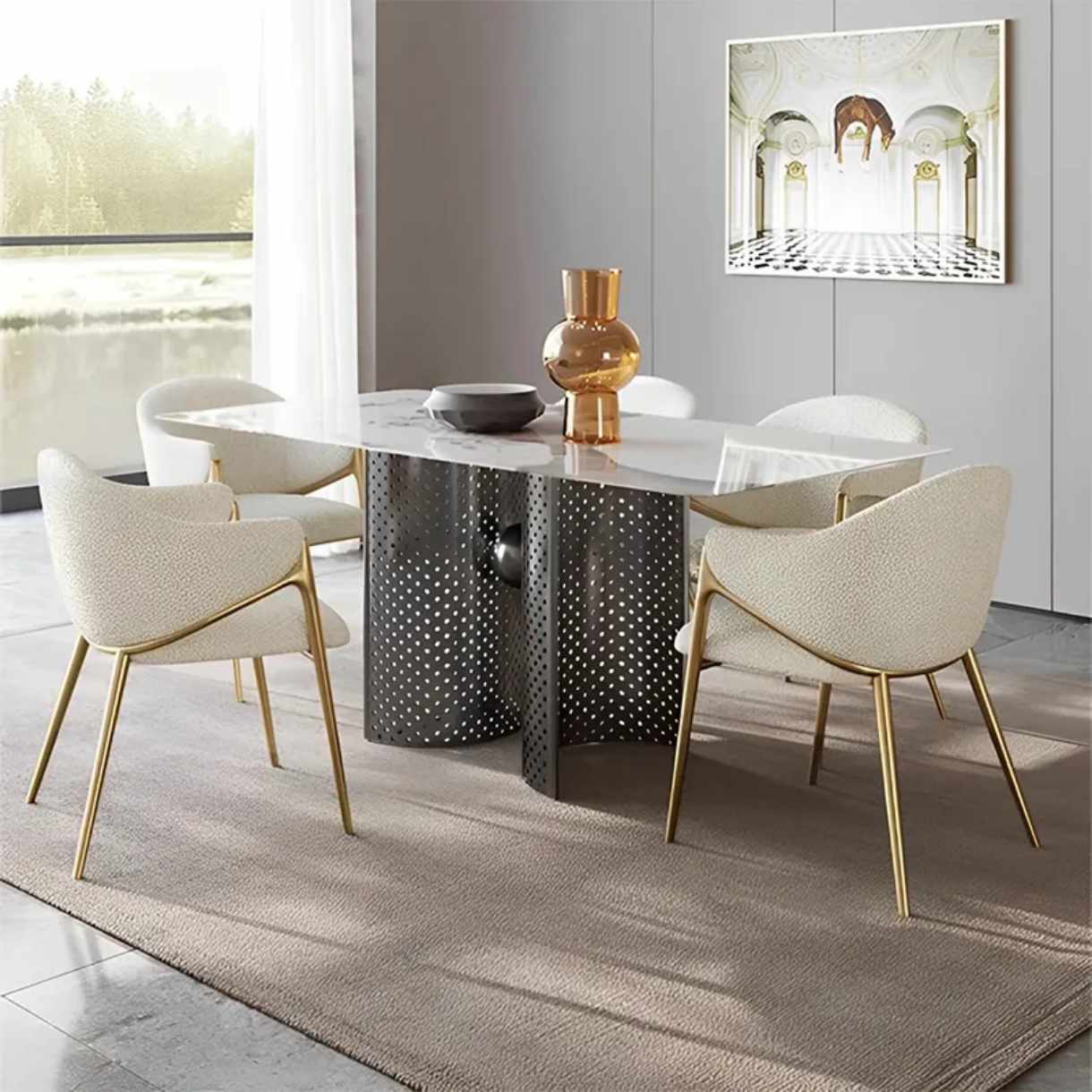 Luxury Modern Minimalist Dining Chairs with Stainless Steel Frame