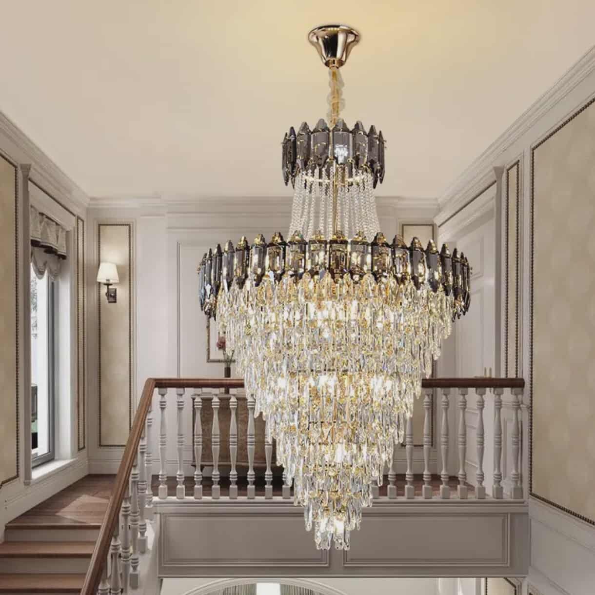 Luxury Black and Gold LED K9 Crystal Chandelier – Large Crystal Lighting