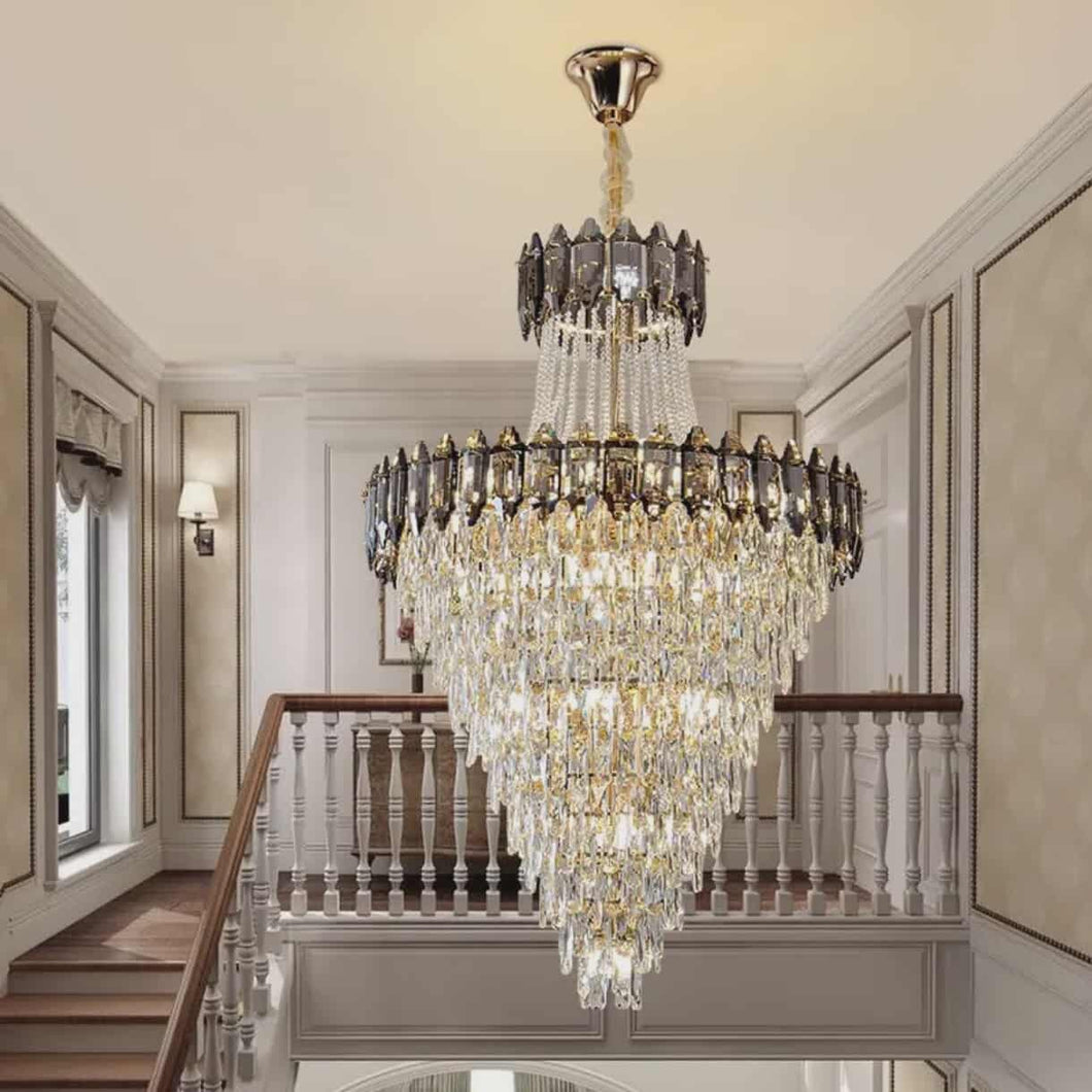 Luxury Black and Gold LED K9 Crystal Chandelier – Large Crystal Lighting