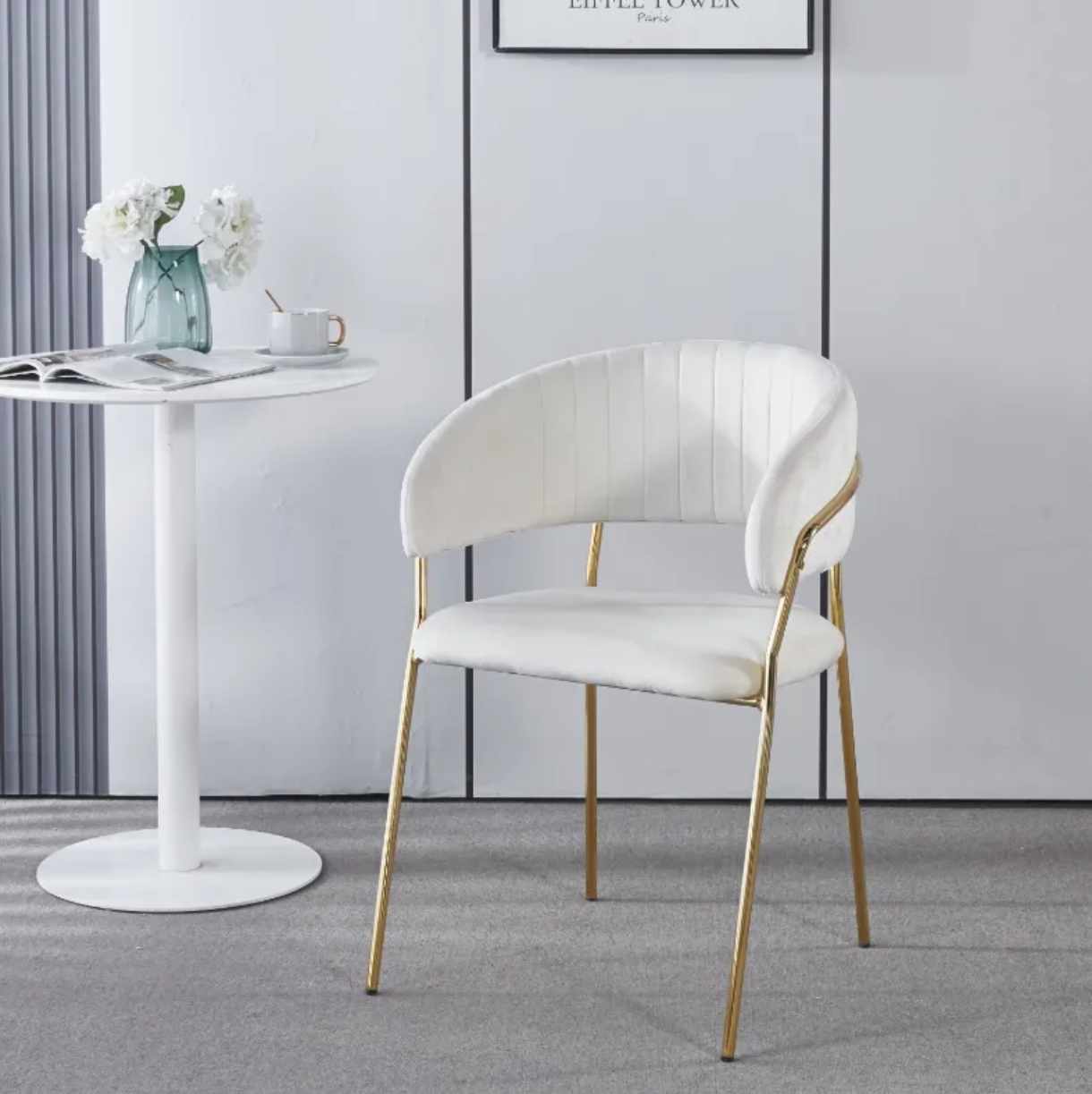 Luxury Velvet Dining Chair with Stainless Steel Frame – Modern Style
