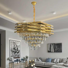 Load image into Gallery viewer, Stainless Steel Gold K9 Crystal Chandelier Italian Design -80cm -CUSTOMIZE FOR OTHER SIZES
