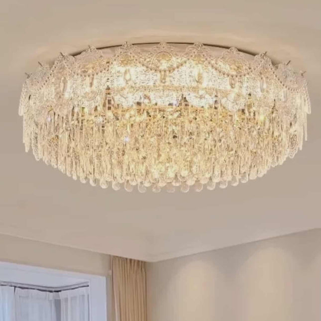 European Luxury K9 Crystal Round Led Ceiling Tri Color Victorian Chandelier Lights- 80cm -CUSTOMIZE FOR OTHER SIZES