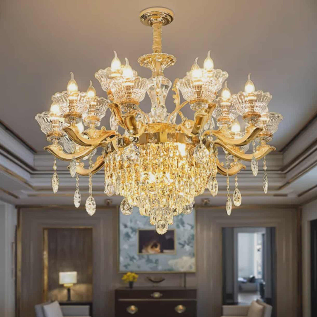 European-Style Luxury Crystal Chandelier – High-End Minimalist Warm White Lighting