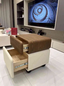 Luxury Bedroom Advanced Bedside Cabinet Storage Wood Grain Simple Modern Design