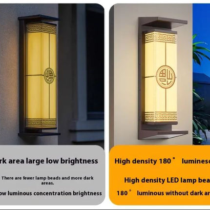 Applique murale de jardin moderne d'extérieur à LED solaire, style chinois, étanche, blanc chaud, forme carrée, en aluminium, pour couloir moderne 