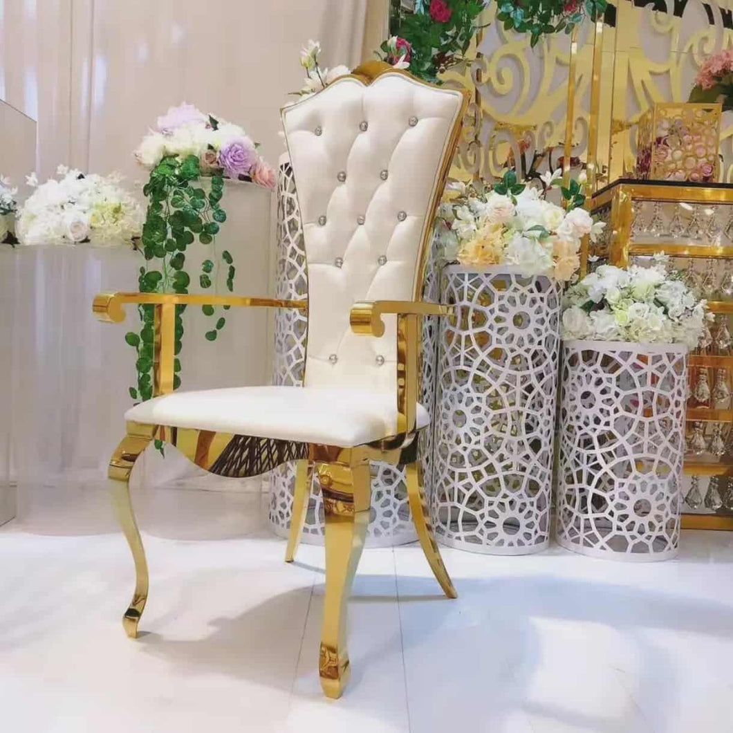 Luxury Modern Style White and Gold Stainless Steel Chair
