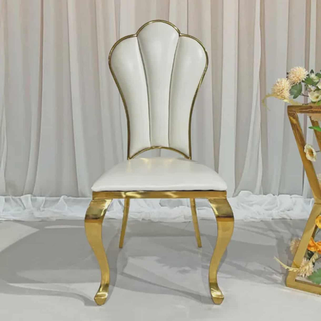 Luxury White Chair with Gold Frame – 304 Stainless Steel Modern Design