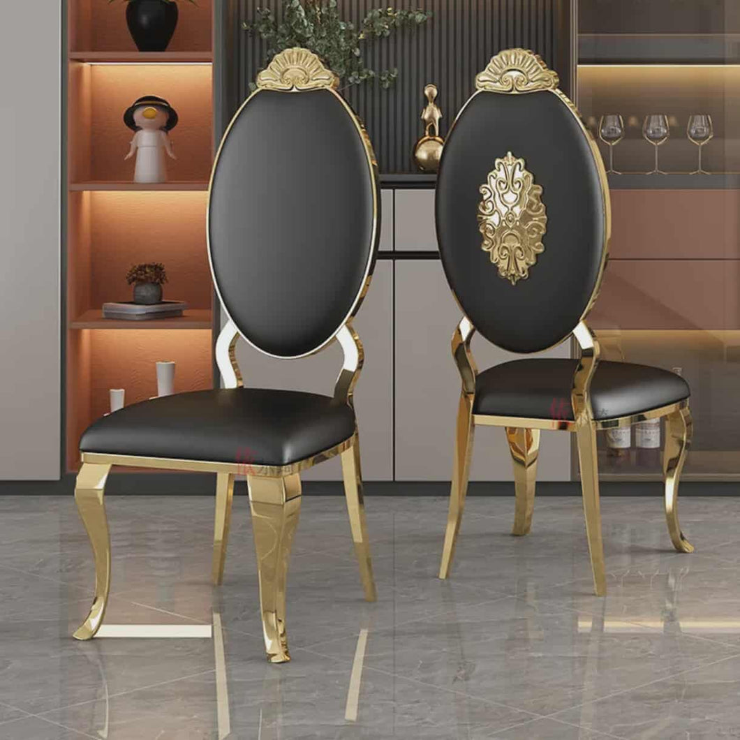 Luxury Stainless Black and Gold Steel High-end Feel Microfiber Leather Chair