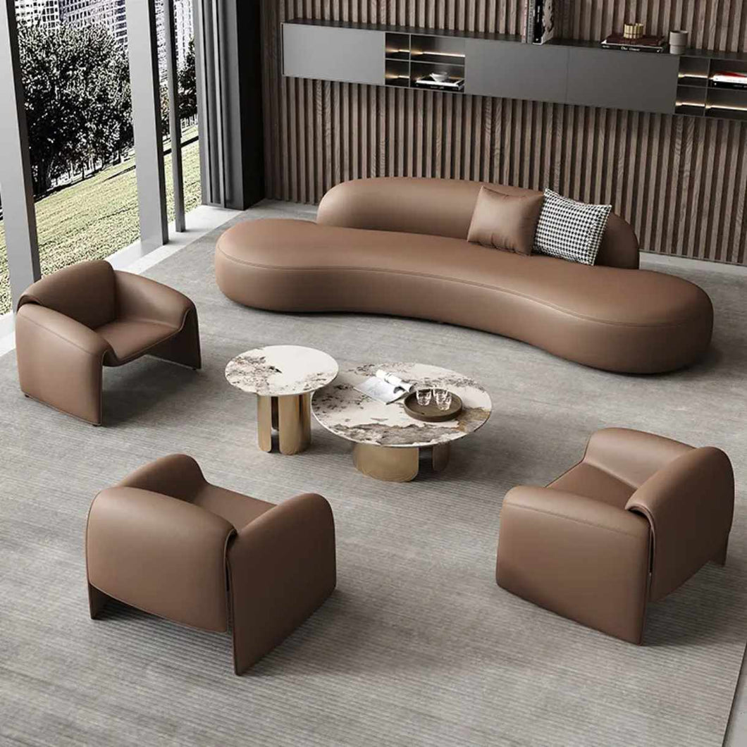 Brown Modern European Sectional Sofa Set Circular Arc