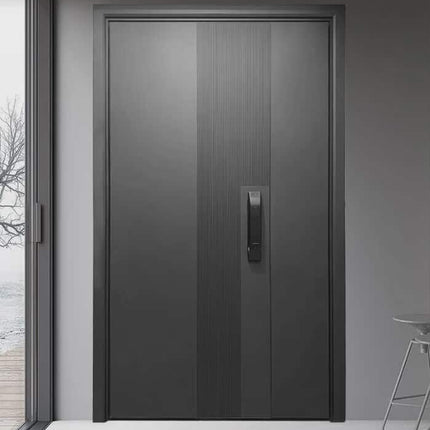Modern Minimalist Aluminum & Steel Entrance Door – Security Front Door for Villa & Hotel