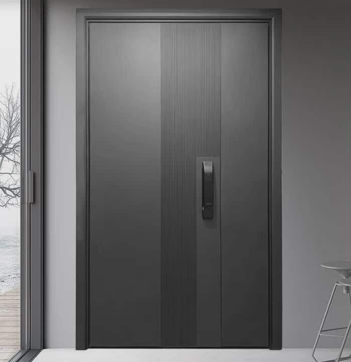 Modern Minimalist Aluminum & Steel Entrance Door – Security Front Door for Villa & Hotel