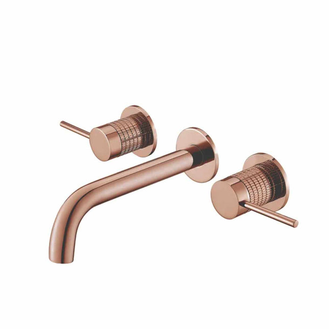 Rose Gold Wall-Mounted Basin Mixer Faucet – Premium Brass Hot & Cold Bathroom