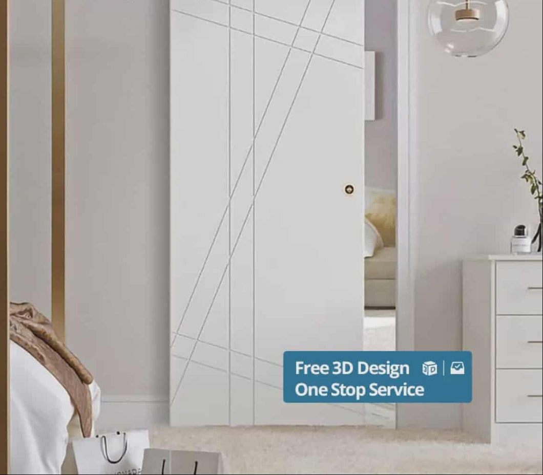 Modern White Solid Wood Interior Bedroom Door – Stylish Wooden Door