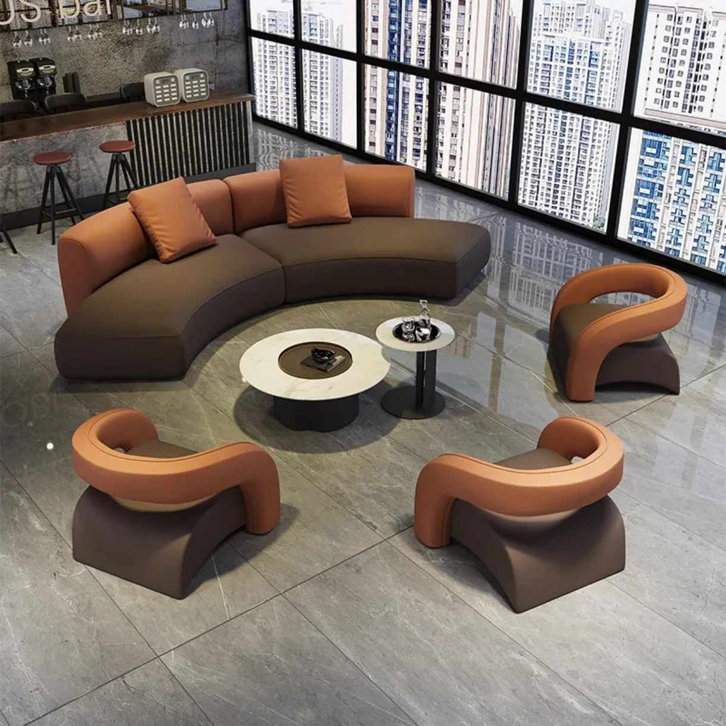 Modern Luxury Curved Sofa Set with Contemporary Designer Lounge Chairs