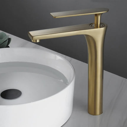 Aufsatzarmatur für Waschtisch in Mattgold – Einhebelmischer für Badezimmerwaschbecken 