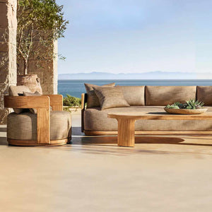 Outdoor Teak Frame Sofa – Modern Garden Furniture for Villas, Hotels & Leisure Spaces