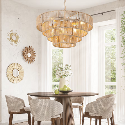 Antique Bamboo Pendant Lamp – Creative Round Wooden Rattan Light with Minimalist Vintage Design