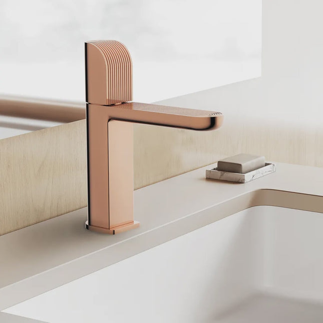 Brass Tall Basin Mixer Tap – Deck-Mounted Bathroom Faucet with Hot & Cold Water