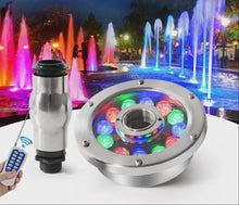 Load image into Gallery viewer, Stainless Steel 12×2W 24W IP68 Underwater Jet Fountain LED Light with Nozzle – High-Brightness Fountain Lighting
